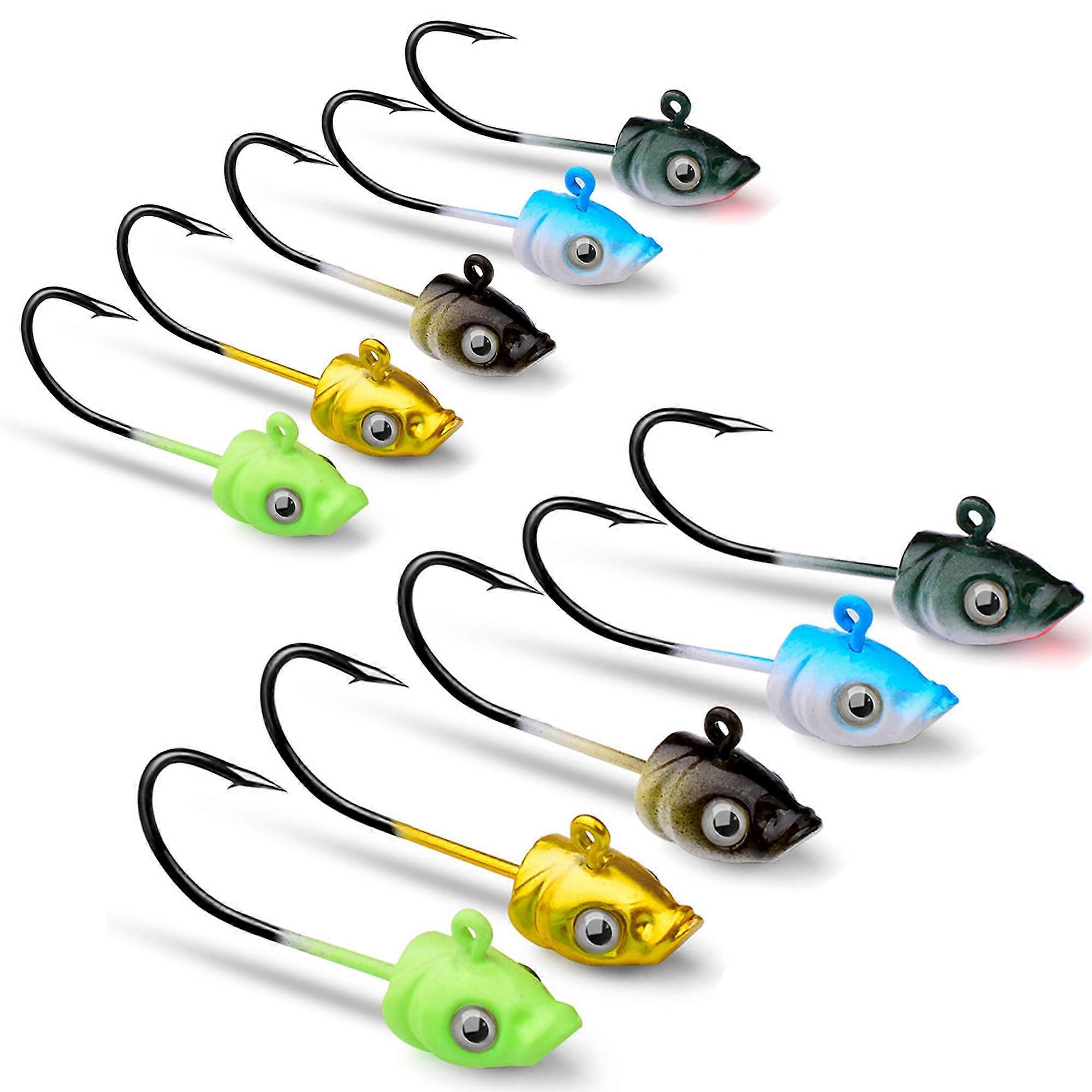 Lead Head Hooks Fish Bait Pack Of 10 5 g Saltwater Jig With 3D Eye Colourful Anti Bottom Hanging