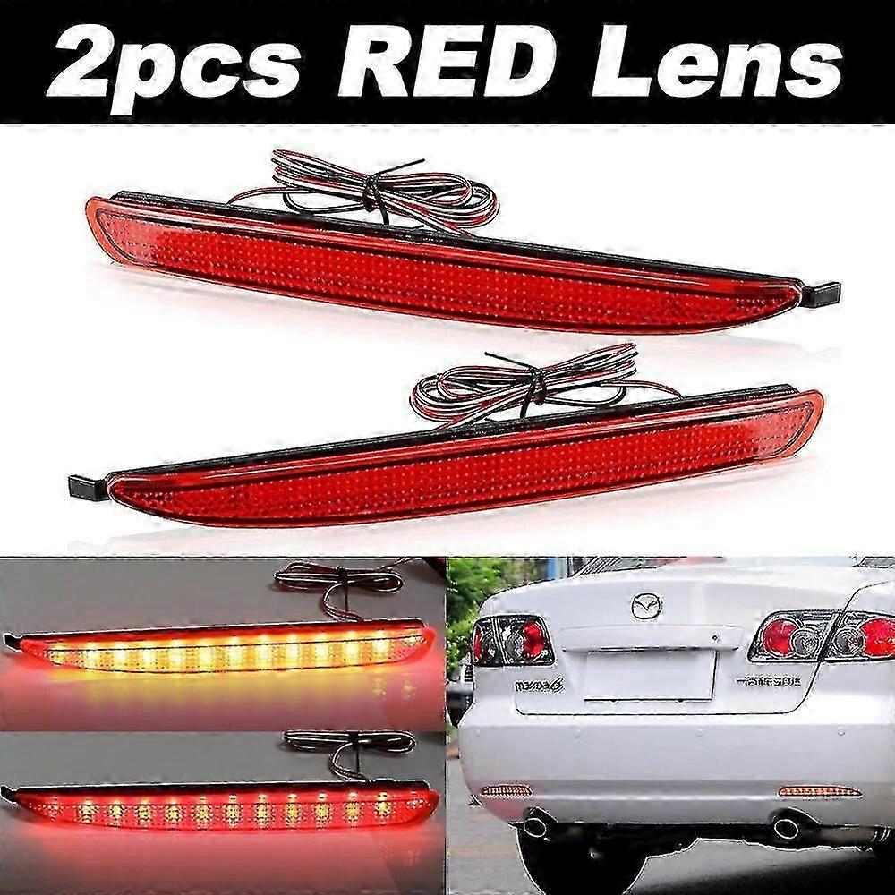 2pcs Led Rear Bumper Tail Light For Mazda 6 2003 2004 2005 2006 2007 2008 Red Lens Rear Bumper Reflector Tail Brake Stop Light