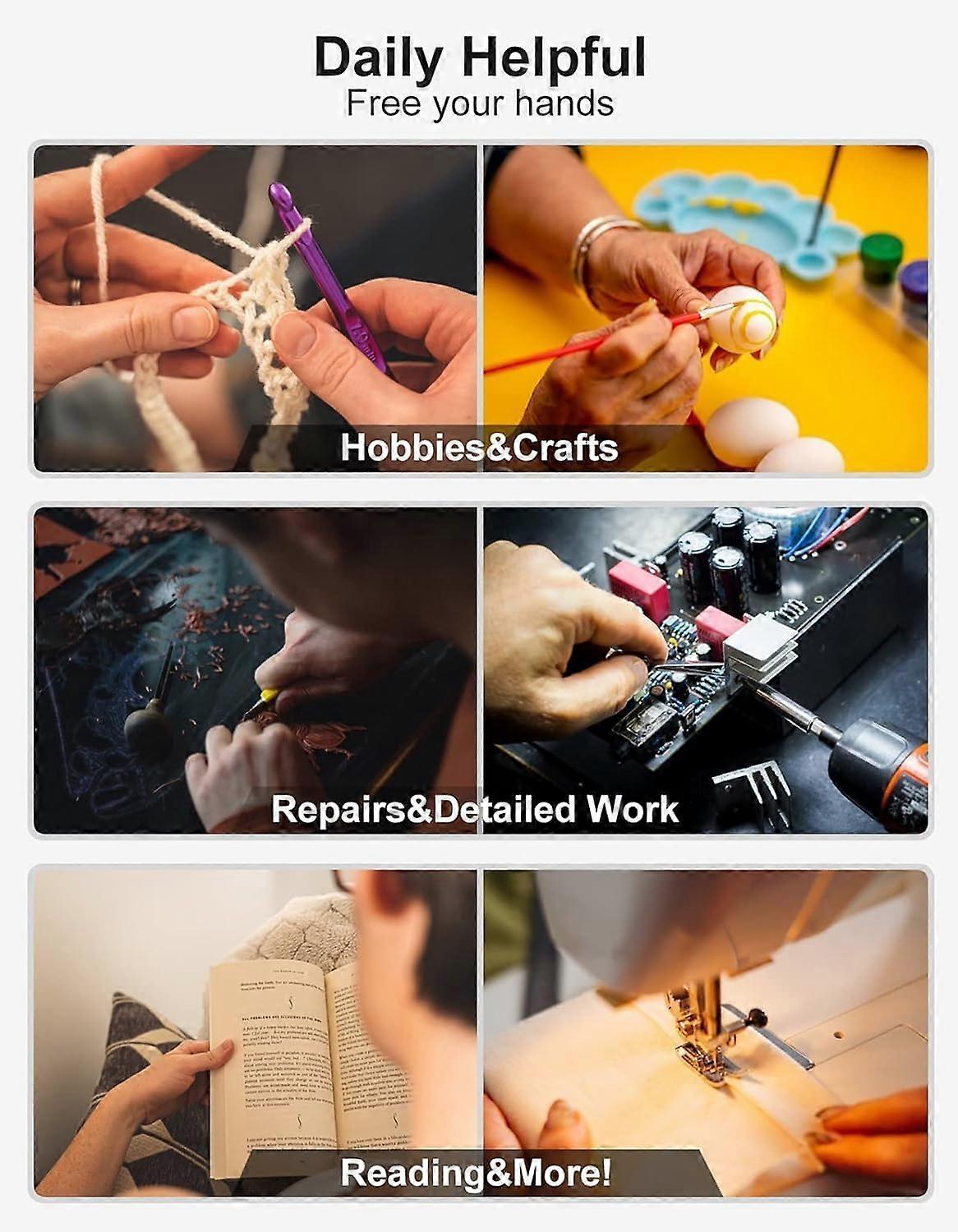 Lupas LED Mãos Livres para Hobbies Leitura de Artesanato Lupa de Trabalho Próxima com Luz USB Recarregável