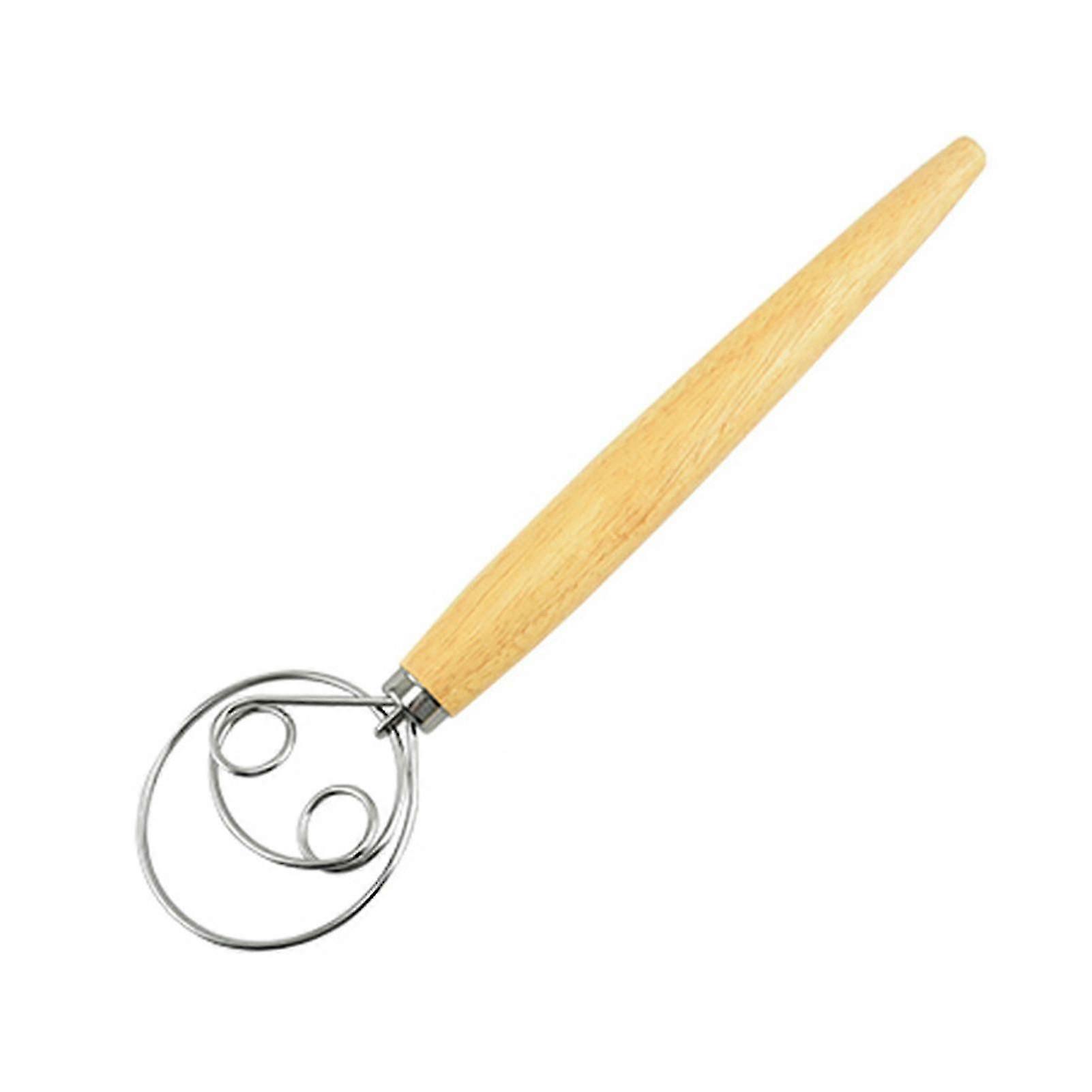 Danish Dough Whisk with Oak Handle Stainless Steel Flour Mixer Eggs Cream Mixing Rods Flour Cake Stirrer Kitchen Baking Tools A