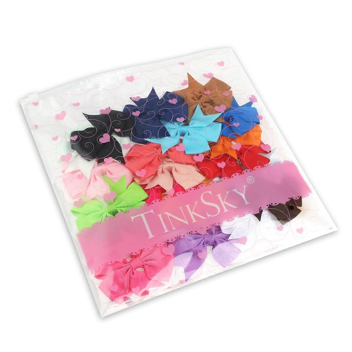 Bowknot Hairpin Tinksky 20 لونا بوتيك الشعر أقواس الفتيات الأطفال الصغار كليب Grosgrain الشريط 7 سم × 8 سم DIY Project 20 مجموعة