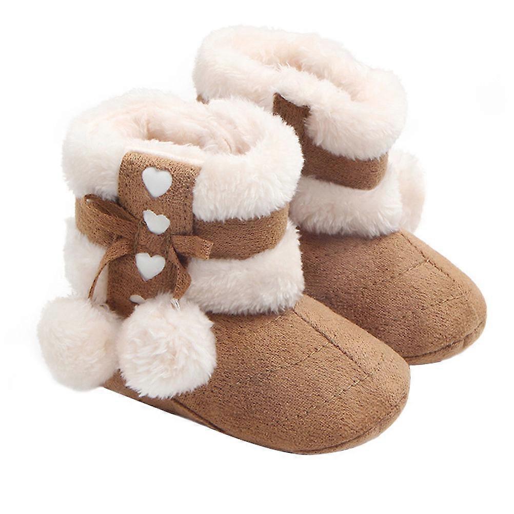 Warmth Bow Shape Prewalker Baby Boots Coffee Color 45 Us 35 Uk 20 Eu 45195 Inch Winter Style Christmas Daily Wear Toddlers 1Pair