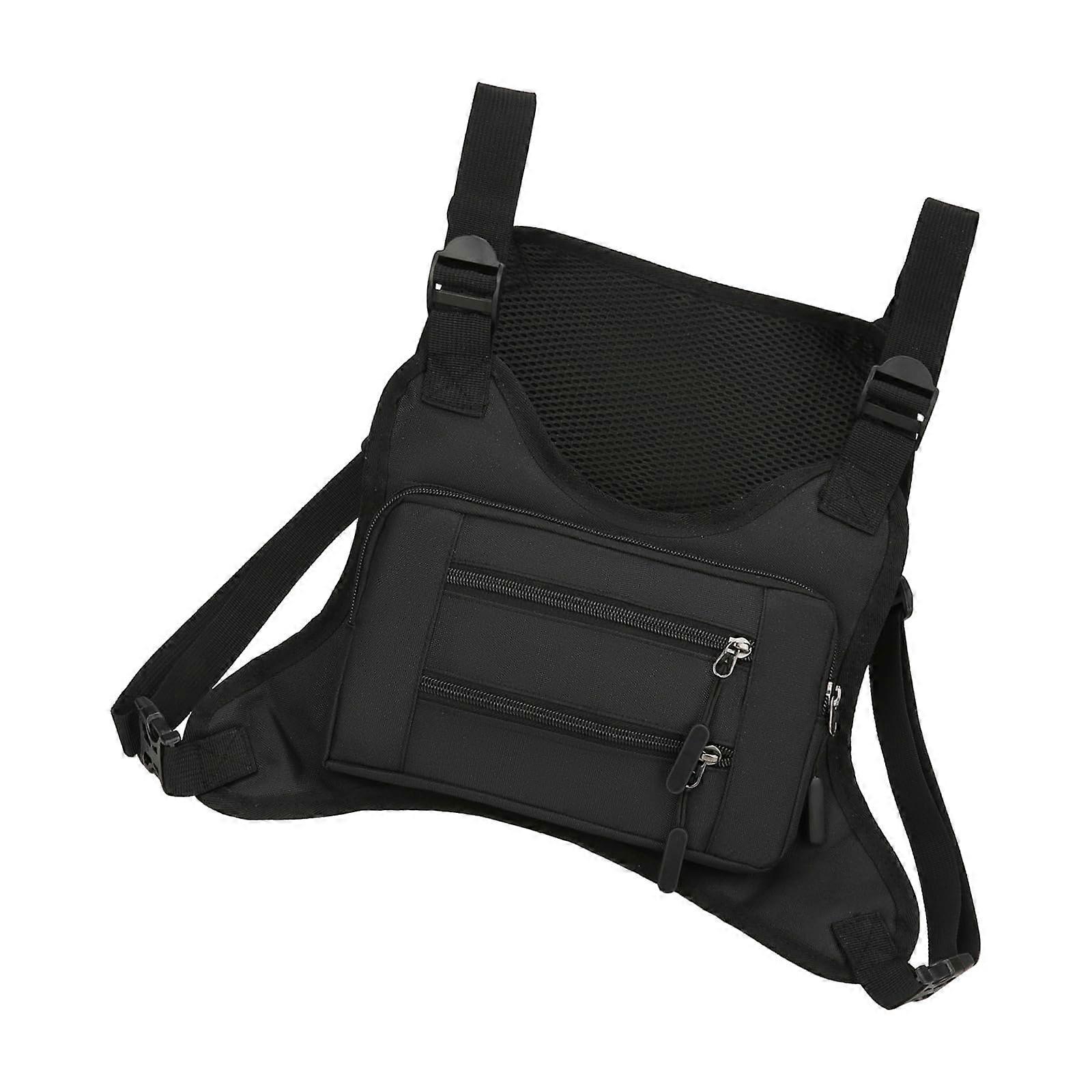 Running Waist Bag Black for Cycling and Hiking, Waterproof, Lightweight, Multiple Pockets, Outdoor Chest Bag