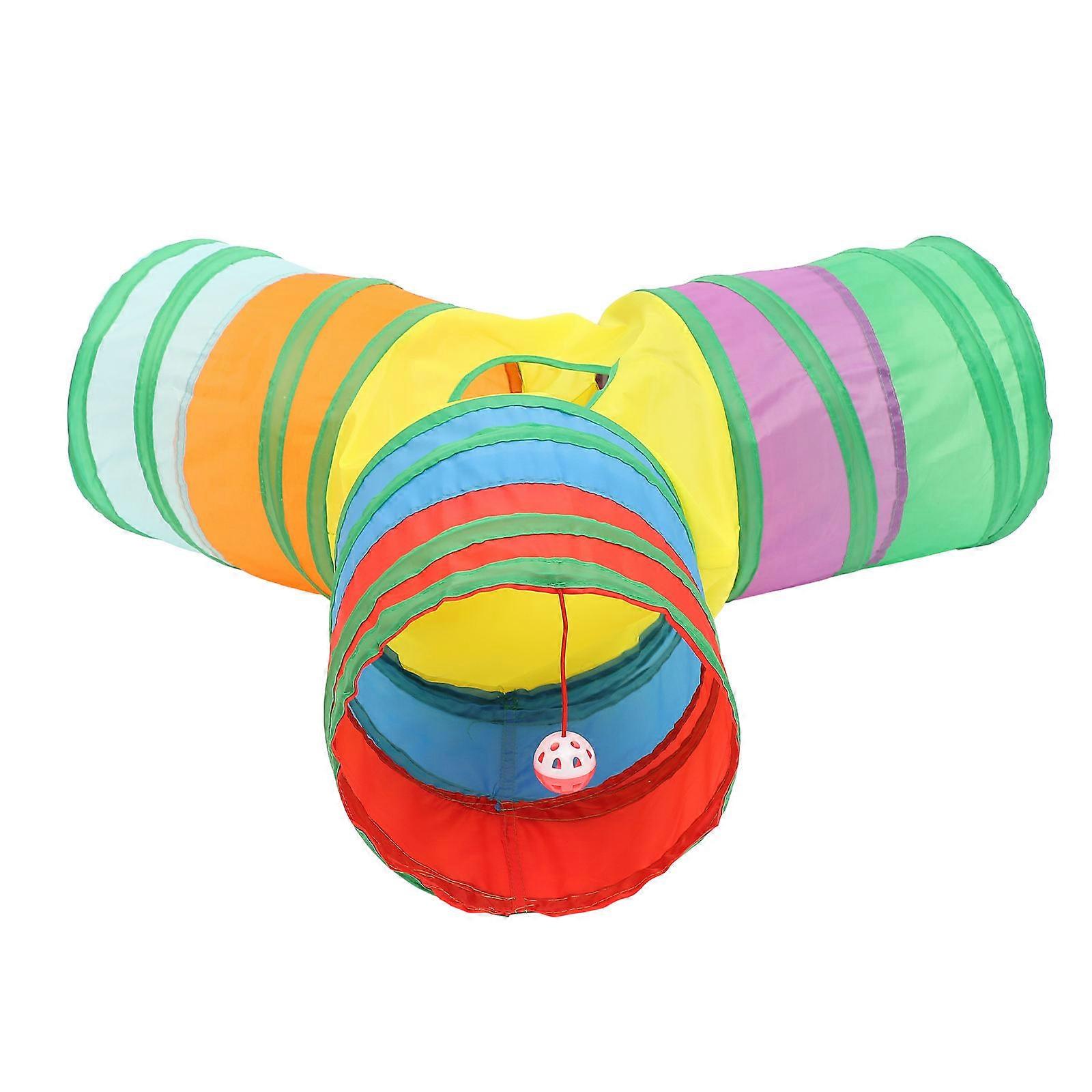 Durable Colorful Cat Tunnel for Indoor Cats – Foldable Play Tunnel for Kitten and , Fun Hideaway Environment
