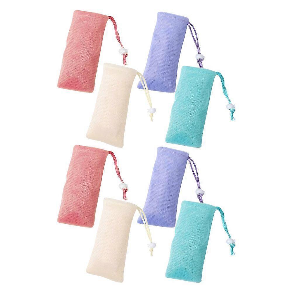 8pcs Soft Soap Bag For Shower Soap Pouch Saver with Drawstring Exfoliating Bar Soap Pouch for Foaming and Drying