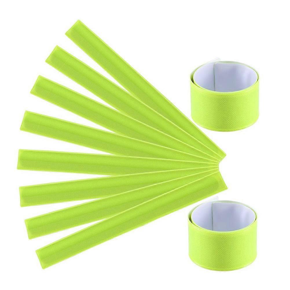 High Visibility Reflective Bracelet Wrist Bands PVC Material Yellow 30 x 3 x 0.1 Cm Night Running Jogging 10Pack