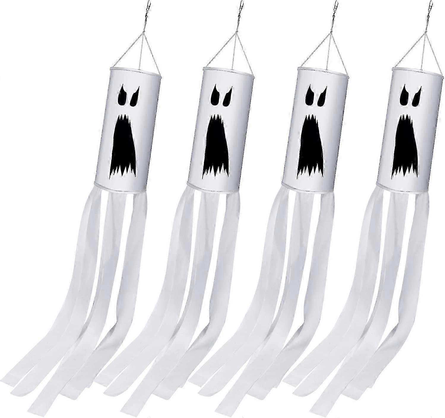 4pcs Ghost Windsock Banner Halloween Ghost Banner Windsock Hanging Decorative Windsock