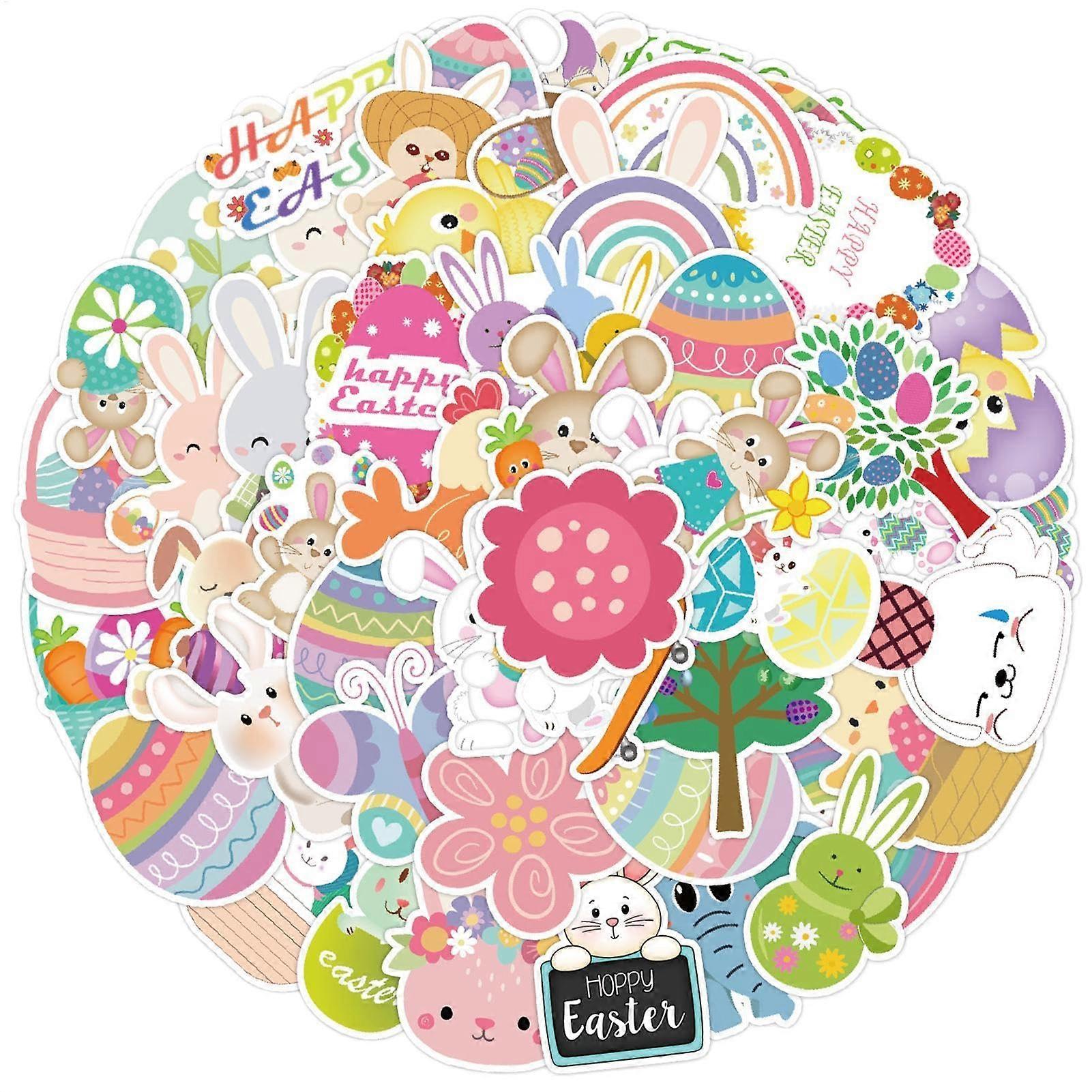 Cartoon Sticker Bunny Graffiti Labels 50 Pack Waterproof Easter Rabbit Posters For Bottles Laptops PCs Scrapbooking