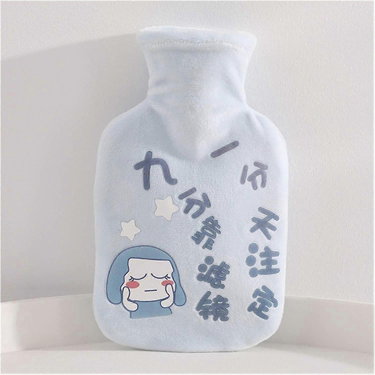 Cartoon Hot Water Bottle to Keep Warm in Winter with Plush Reusable Hand Warmer, Can Be Used for Heating in Winter (Color : BL 2)