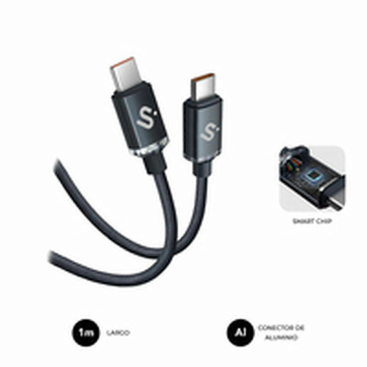 USB-C to USB-C Cable Subblim SUBCAB-C06001 1 m Black