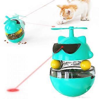 Katze Laser Spielzeug Undichte Kugel Tumbler Feeder Schüssel für Katzen, Interaktiver Futterspender Haustierspielzeug Zubehör [AZ--Blau]