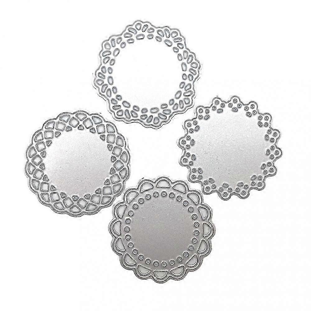 4 Pcs/set Round Lace Cutting Dies Doily Circle Embossing Script Dies Stenc OHV--