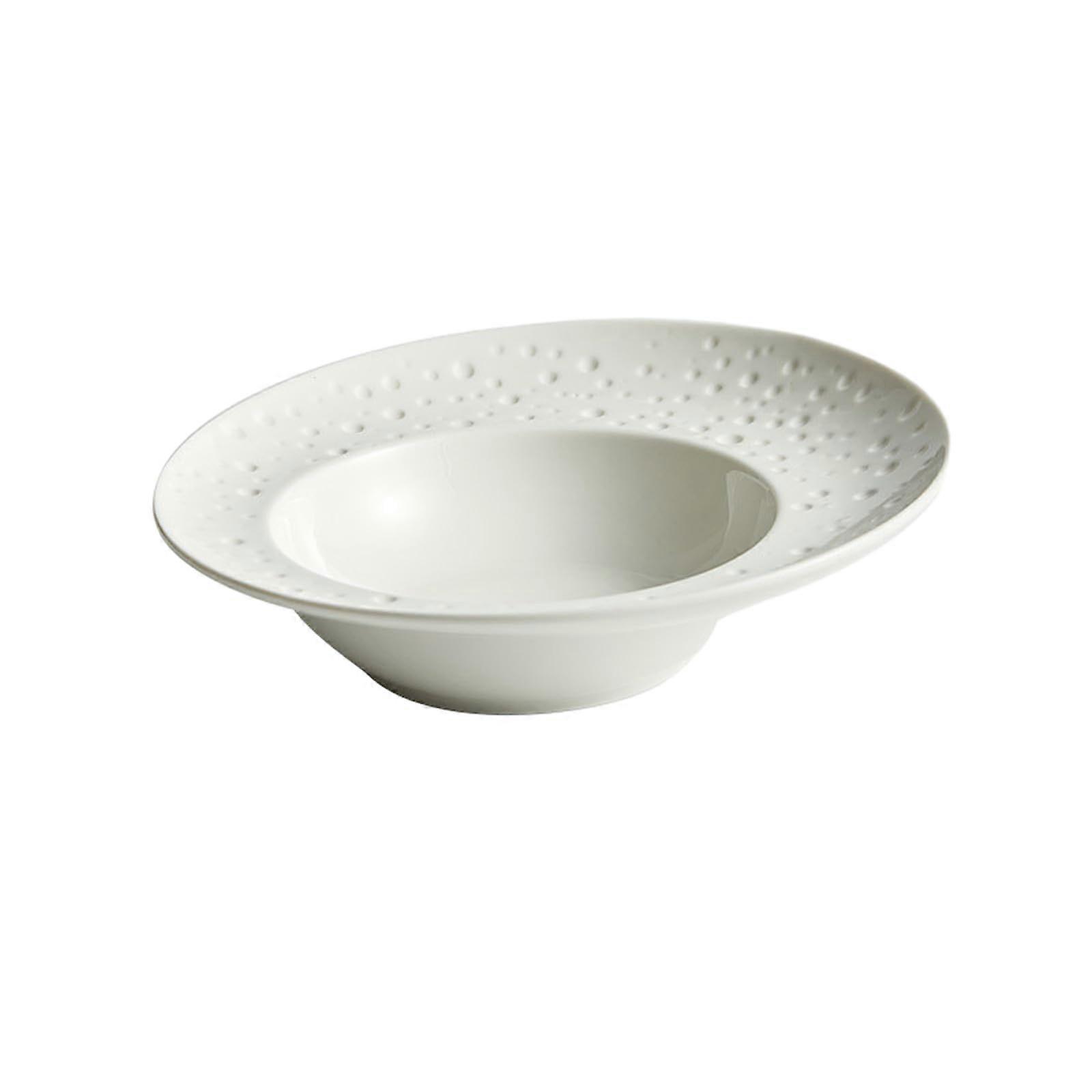 Ceramic Pasta Salad Plate, 30.5 cm, White, Creative Hotel Dinnerware, Straw Hat Design, Durable Tableware