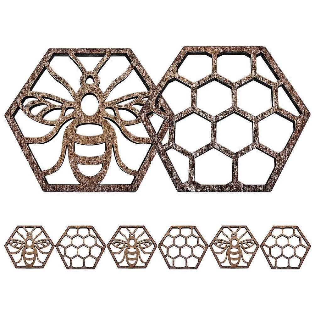 Cups Coasters Hexagonal Wood Coaster Home Users Kitchen Table Heat Insulation 8Pcs