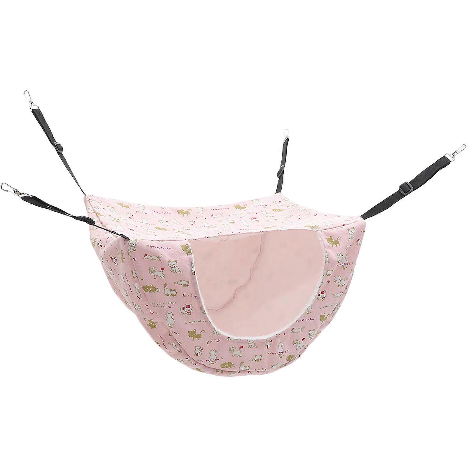 Double Layer Pet Cage Hammock Kitten Hammock For Cage Playing Pink 45x35x26cm 1 Set