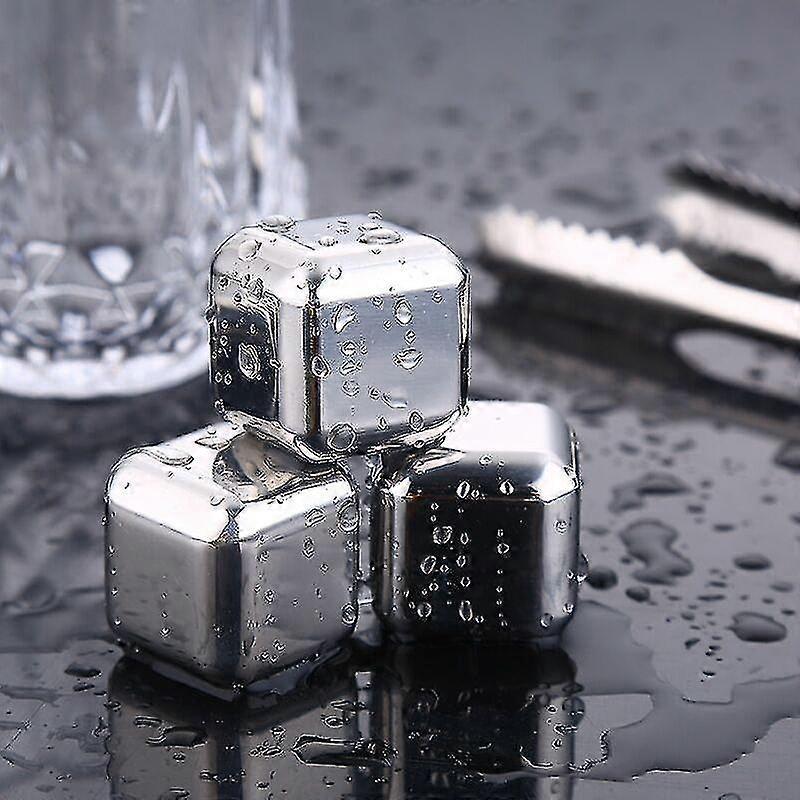Reusable Stainless Steel Ice Cubes 6 Pack for Whiskey, Vodka, Liqueurs, Wine, Juice or Soda