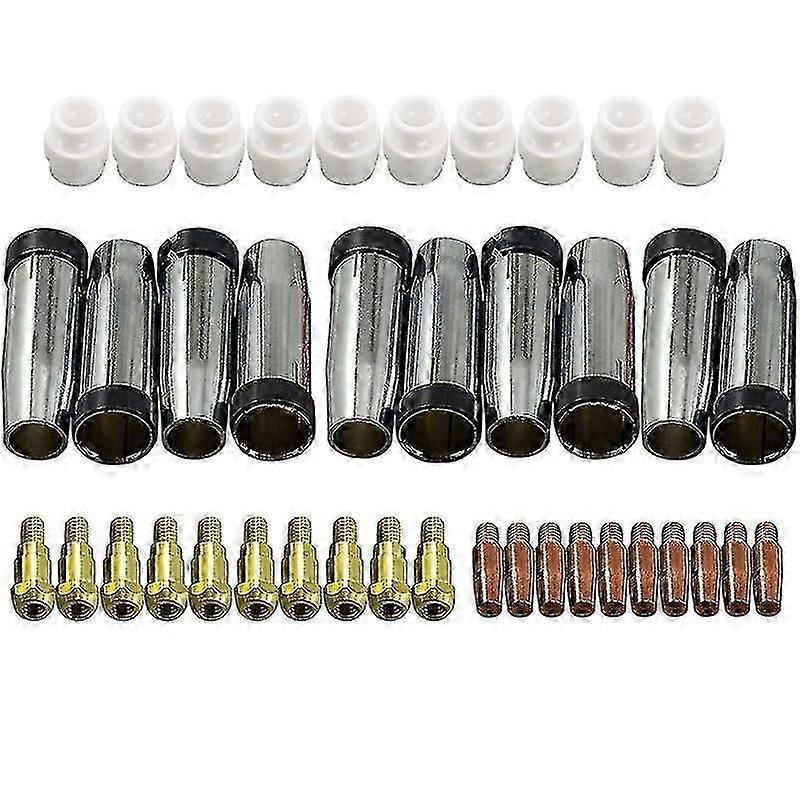 40Pcs Consumables Tip+Electrode+Shield Cups Gas Ring for Binzel Mig 24Kd Torch Use for Mig Welding