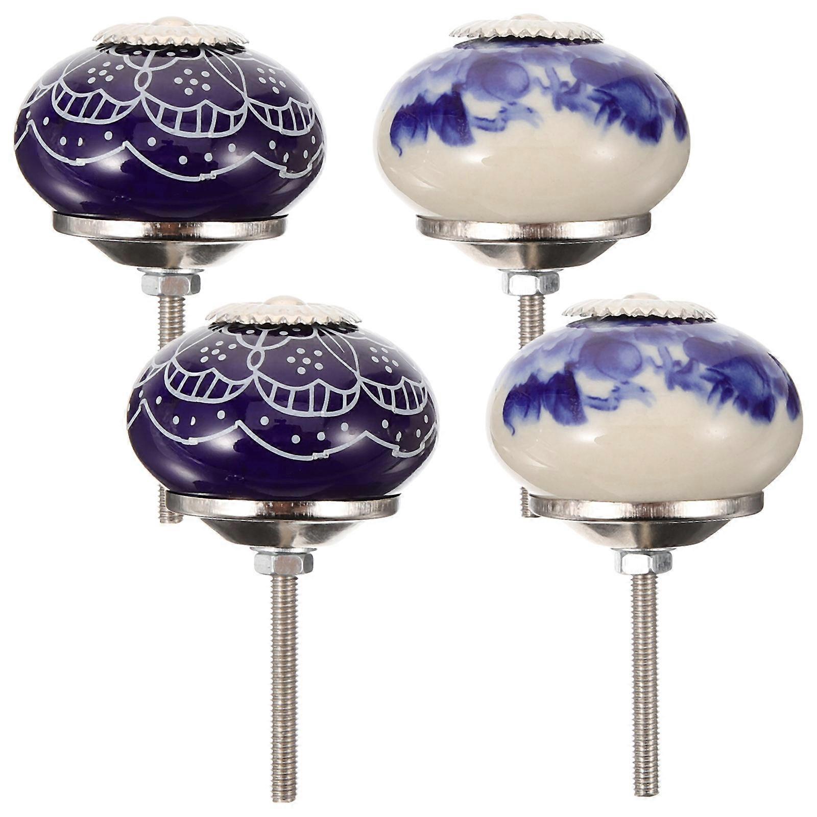Dresser Knobs Pulls Round Ceramic Cabinet Knobs for Furniture Handles Assorted Color 4Pcs
