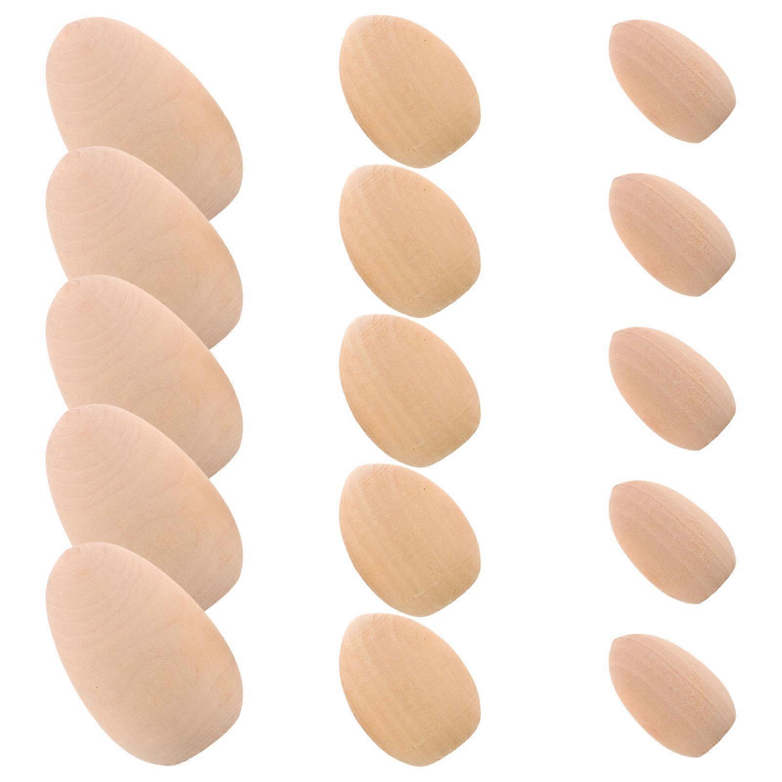 Toy Eggs For Toddlers Fake Chicken Eggs For Painting Diy Party Decorations Wooden Easter Eggs 3.50X2.00X1.00cm 15Pcs