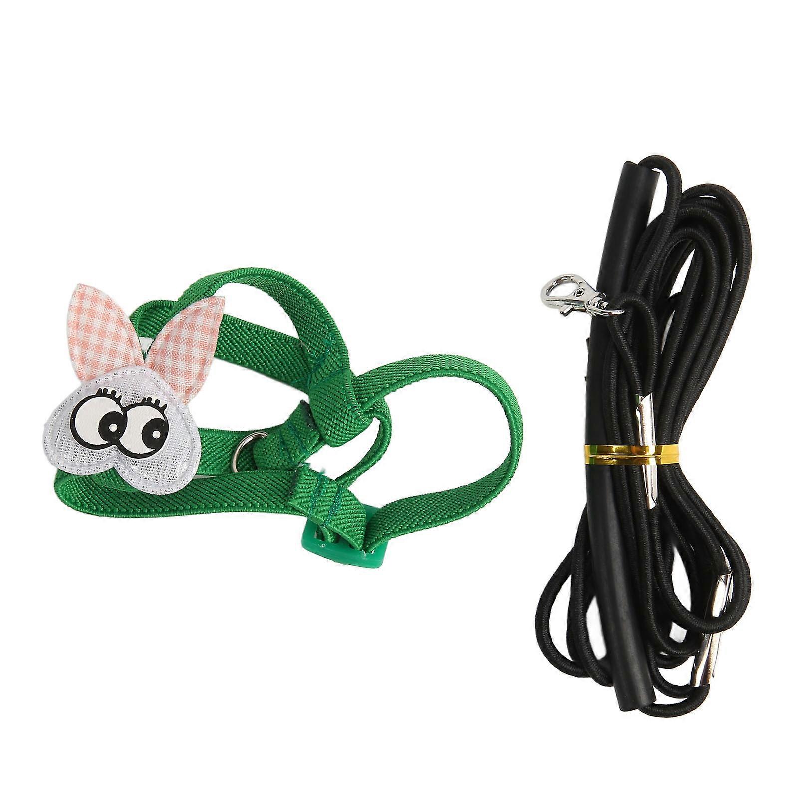 Bird Harness Leash 2.2yd Long Super Light Elastic Belt Rubber Handle Parrot Flying Harness with Leash for Parrot Bird XS 25.5CM Green Eyes