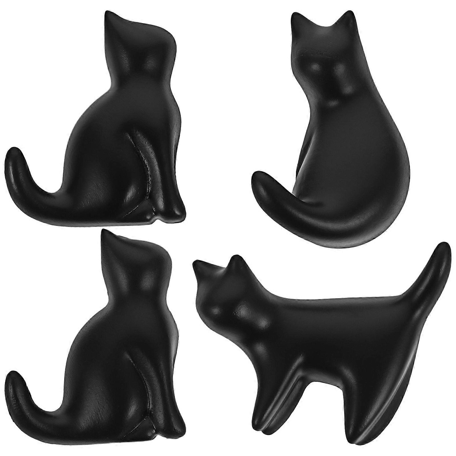 4pcs Resin Magnetic Refrigerator Magnet Three-dimensional Abstract Little Shape Design for Home Black Random Style