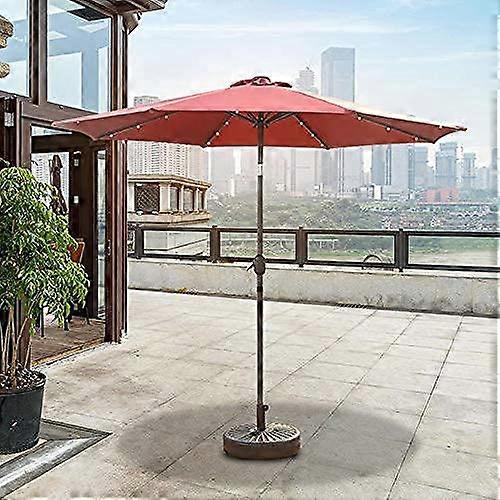 LED garden parasol, outdoor parasol, center pole, 2.7 m, portable, with handle, tilt, foldable umbrella, suitable for veranda, deck, backyard, brown