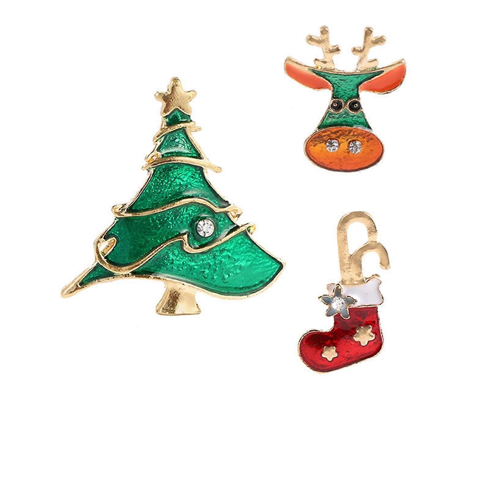 Violin Brooch Tree Christmas Jewellery Set Resin No Gemstone One Size Locking Pin Back