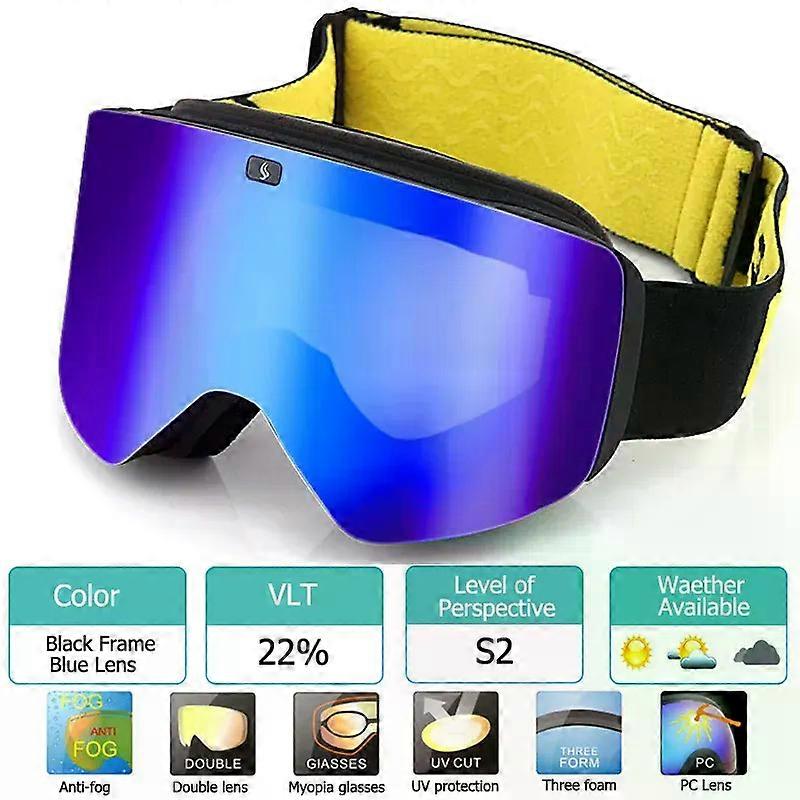 con Ski Goggles with Magnetic Double Layer Polarized Lens Skiing Anti-fog UV400 Snowboard Goggles Men WomenSki Glasses Eyewear