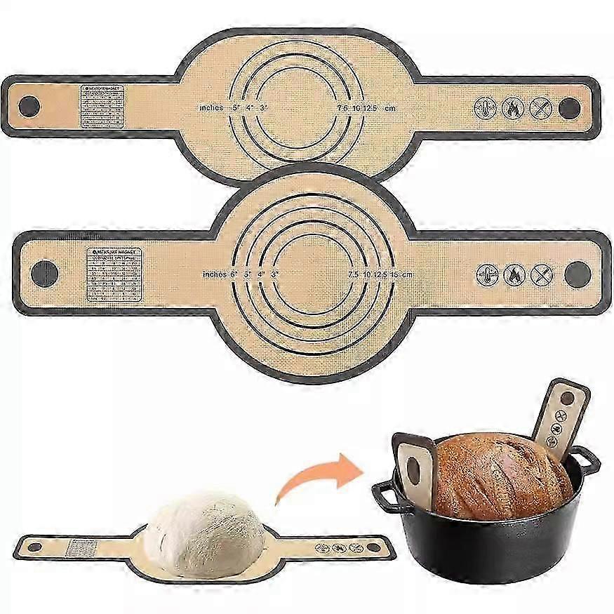 Silicone Bread Sling for Dutch Oven, 2 PCS Non-Stick & Easy Clean Reusable Silicone Bread Baking Mat with Long Handles, Easy to Transfer Sourdough Bre