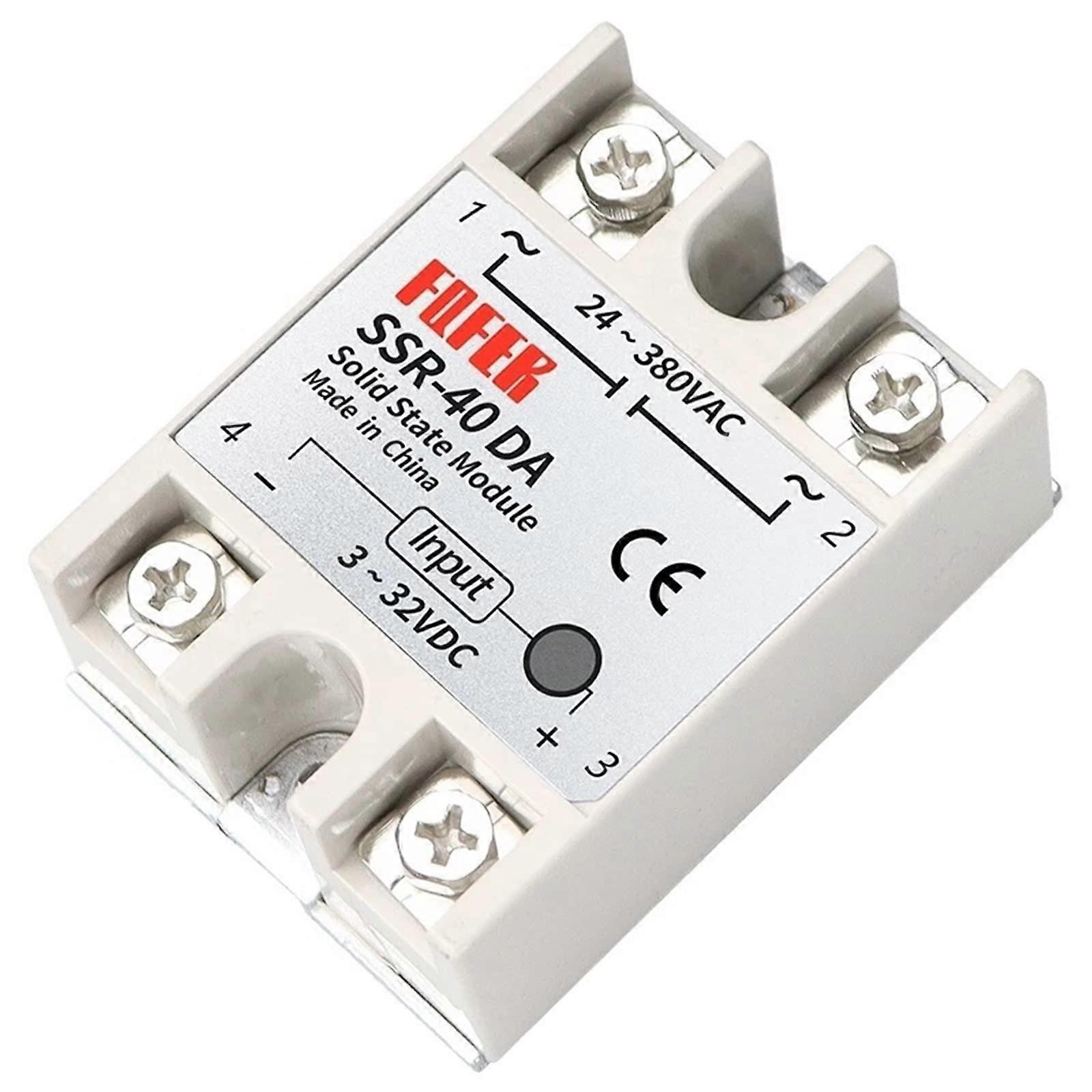 Solid State Relay Module SSR10DA SSR25DA SSR30DA SSR40DA 10A 25A 30A 40A 332V DC Input 24380V AC Output Replacement for Relay (Size: SSR30DA)