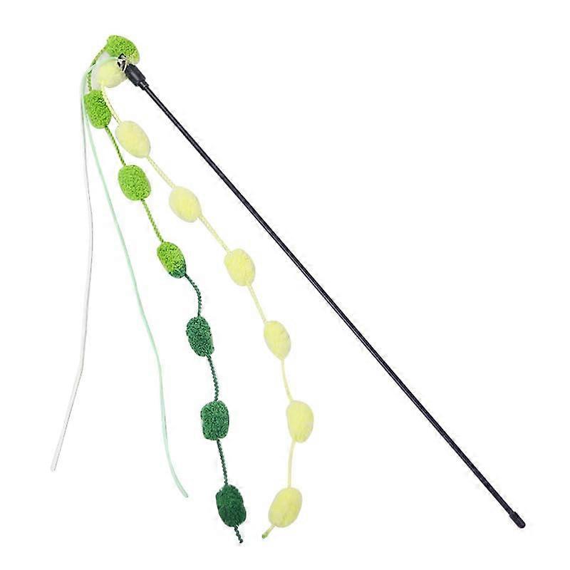 Cat Teaser Wand with Plush Balls, Interactive Cat Toy with Bell String, Pet Supplies for Cats (3 Pack)