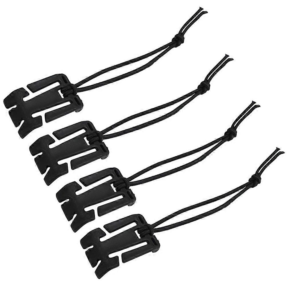 Backpack Webbing Buckles Strap Buckle with Elastic String 4Pcs Black