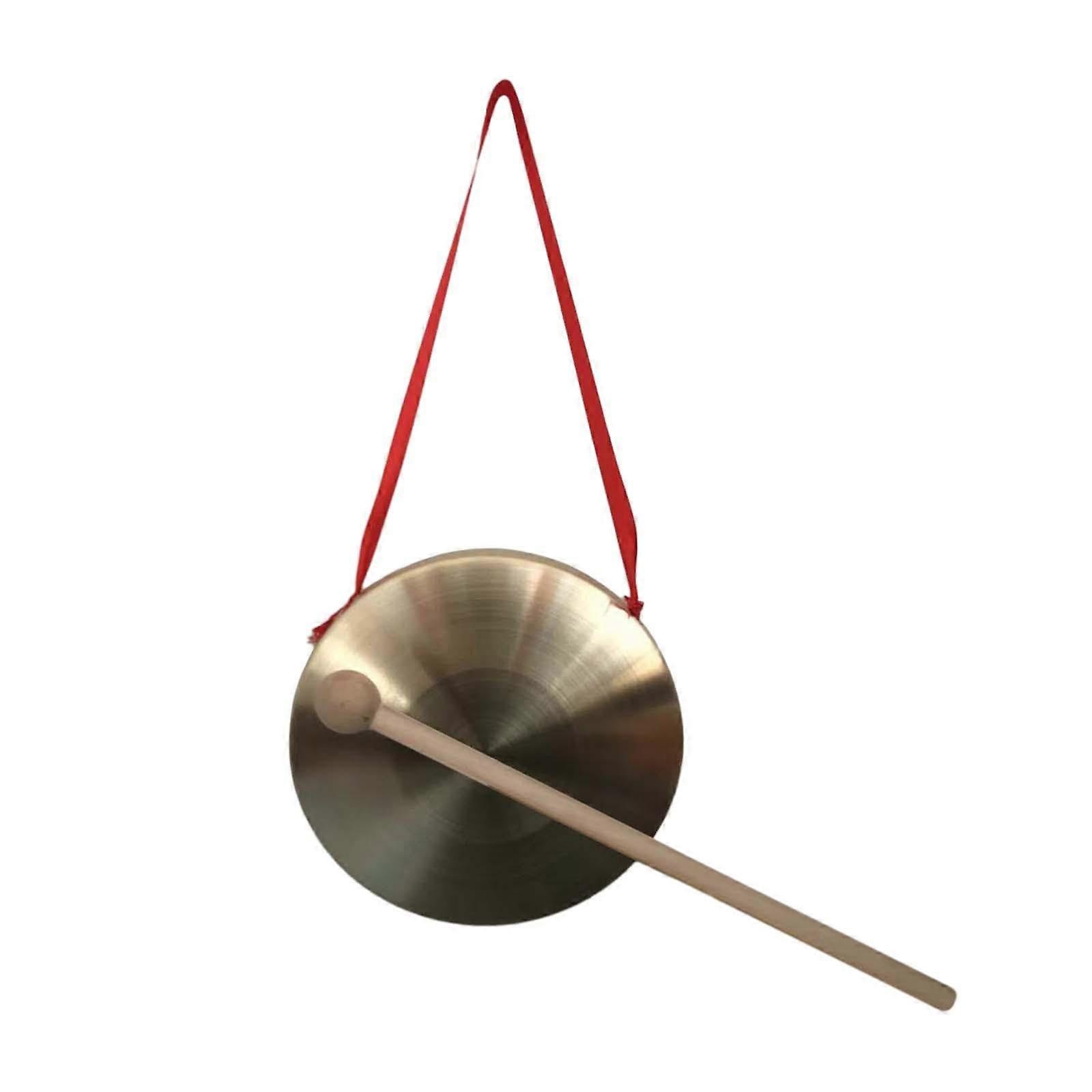Gong instrument with wooden mallet for children, traditional Chinese percussion instrument, mini gong for party games, 10cm'