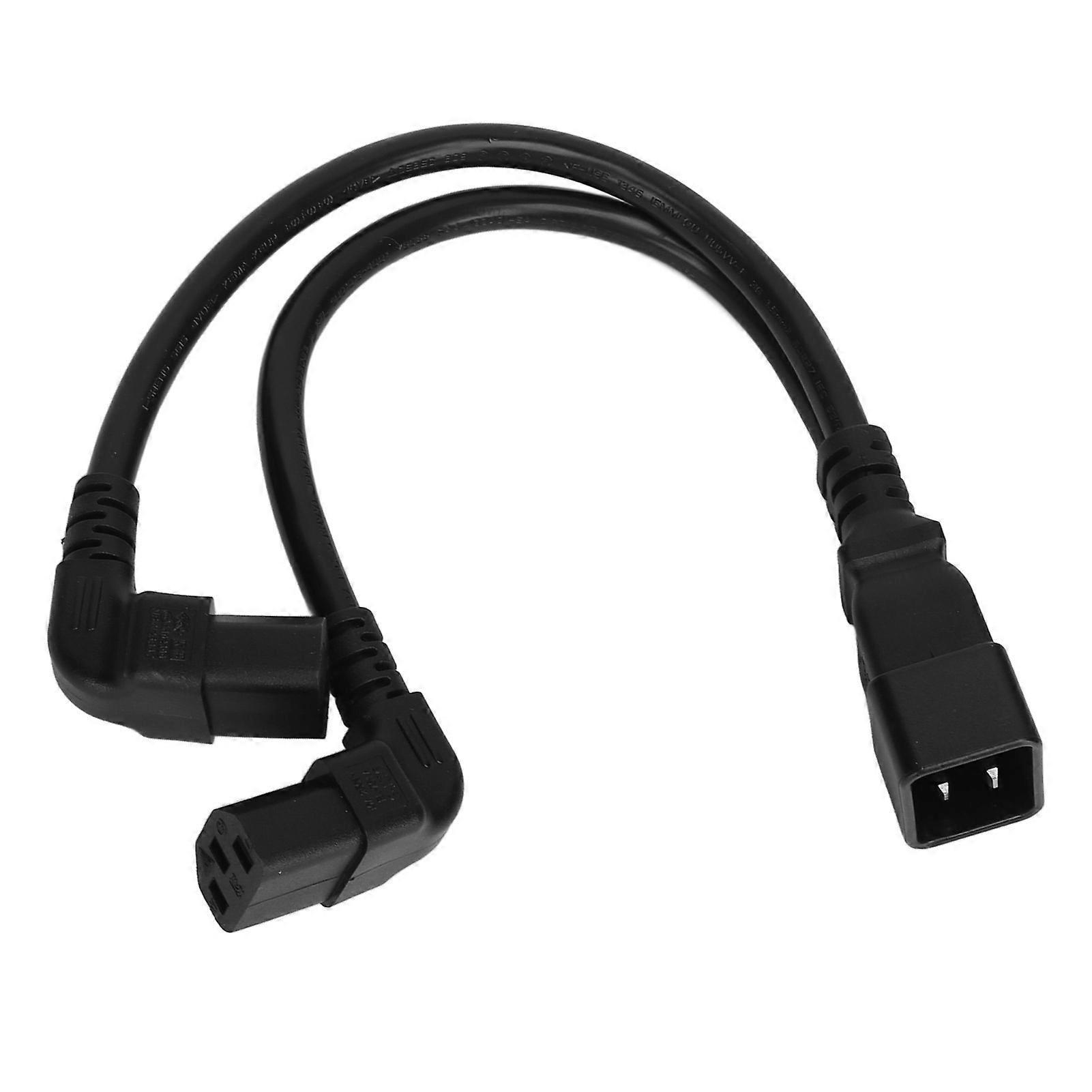 IEC320 C20 to Dual C13 Cord 1 in 2 Out Double Right Angle Y Splitter Power Cable for Desk Lamp Printer 12.6in