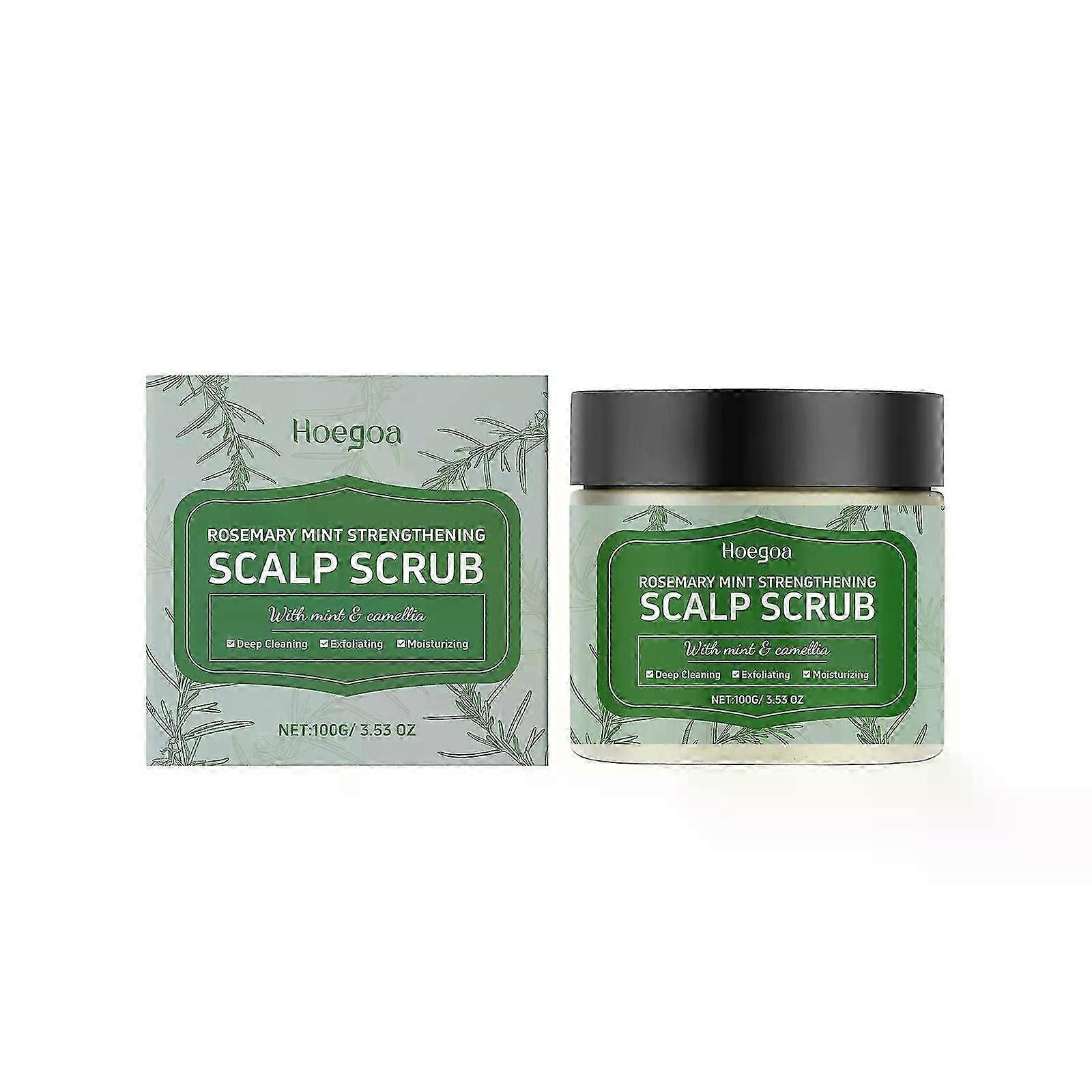 ローズマリー ミント スカルプ スクラブ 100g - 乾燥とフケの緩和のためのスカルプ エクスフォリエーター、すべての髪のタイプに対応するディープクレンジング ヘアスクラブ、オイルコントロール & 栄養剤