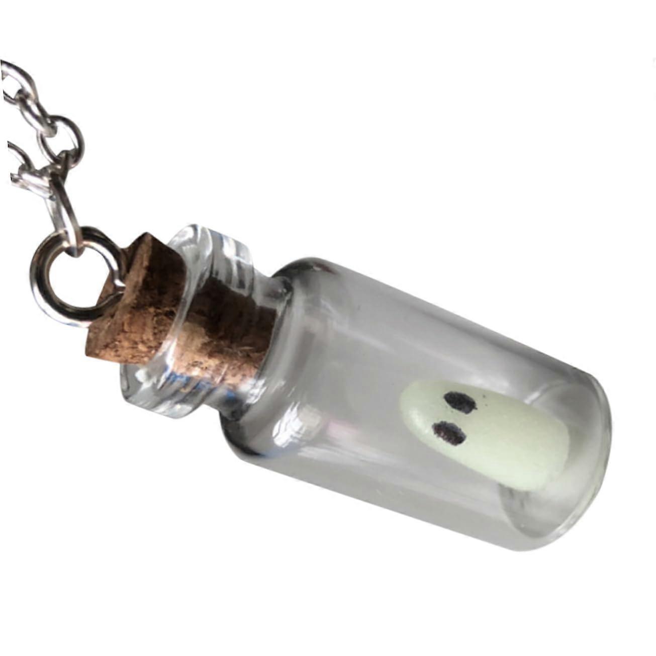 Stylish Chain Necklace with Clear Glass Bottles Pendant Tiny Jars