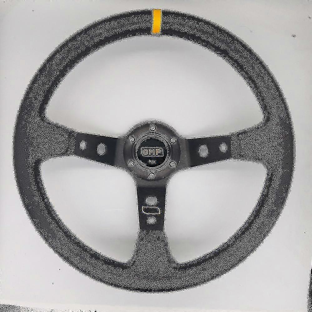Universal 14 Inch Suede/PVC/ABS Auto Racing Steering Wheel, 350mm Deep Corn Design, Ideal for Drifting and Sport Use