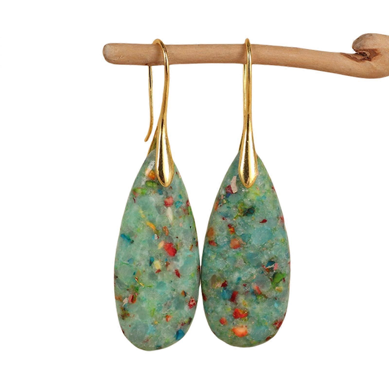 Elegant Teardrop Dangling Earrings With Two Tone Stones Lightweight Sophisticated Alloy For Daily Wear And Evening Event