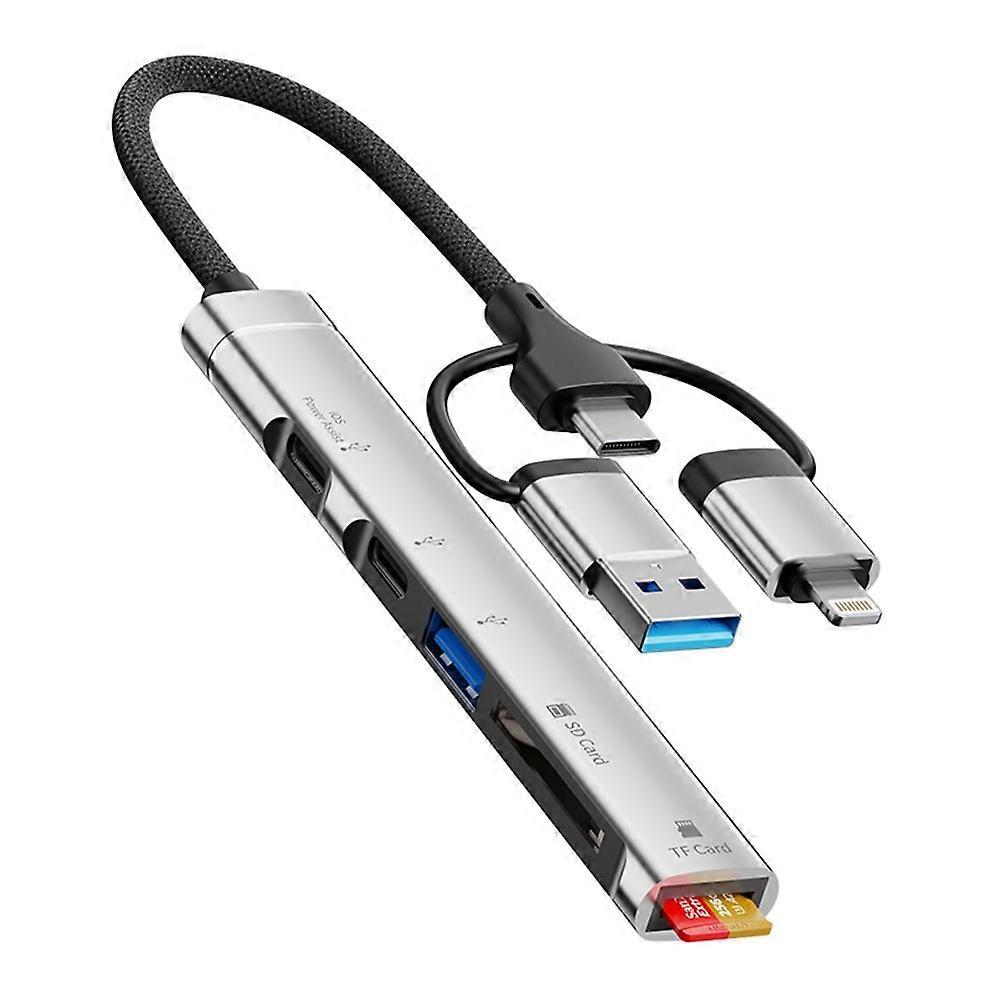 3 in 1 Lightning + USB + Type C to SD / TF Card ReaderMultifunctional Data Transfer Hub Adapter