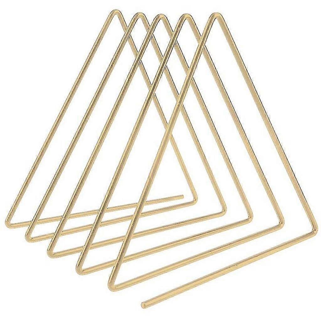 File Storage Box Triangle Iron Desk Storage Bookshelf Metal Bookshelf Magazine Newspaper Rack Suitable for Office Home - Gold