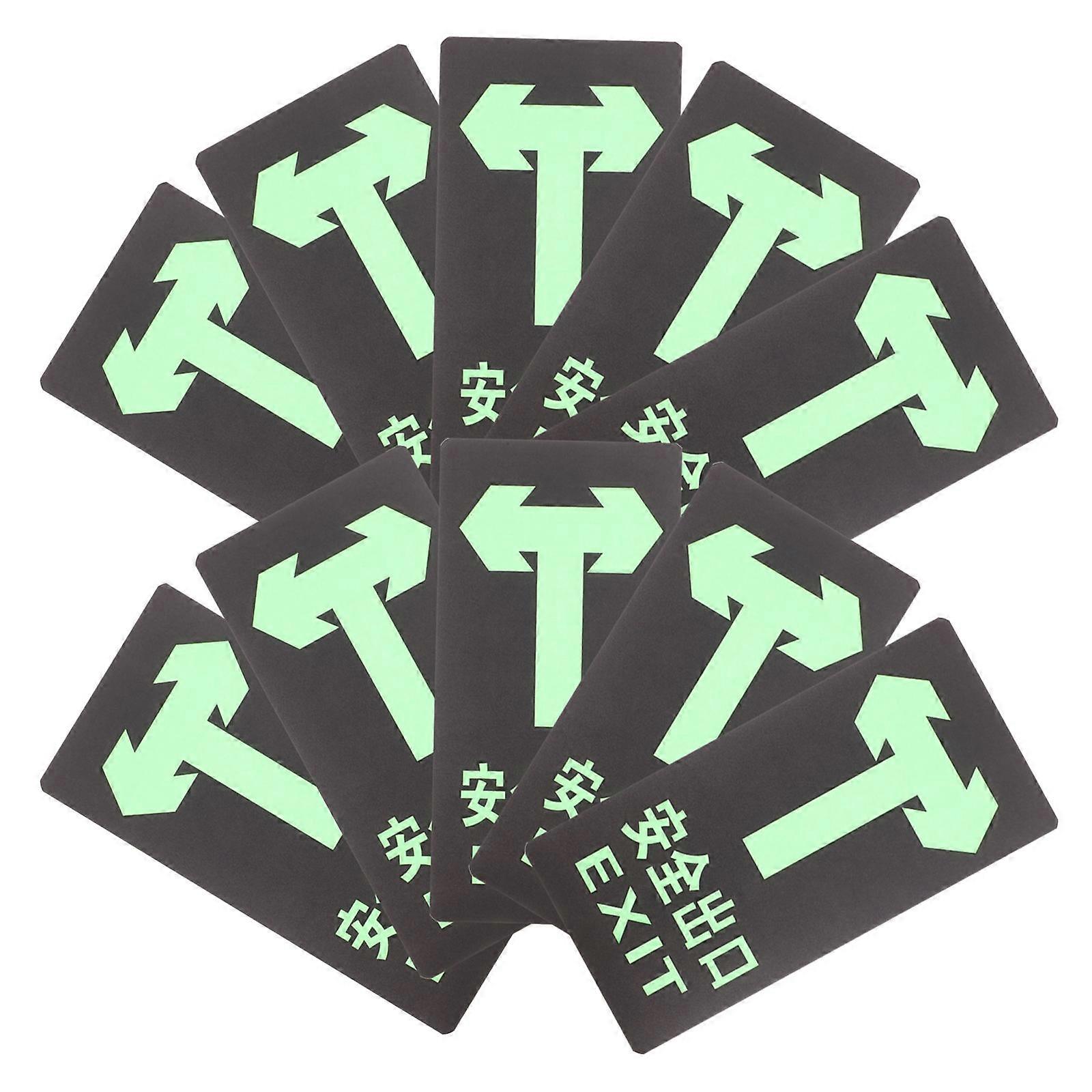 Glow In Dark Sign Vertical Exit Sign Sticker Decals For Public Buildings Business Owners Selfluminous Design Pvc Material 29.00X14.50X0.01CM 10Pcs