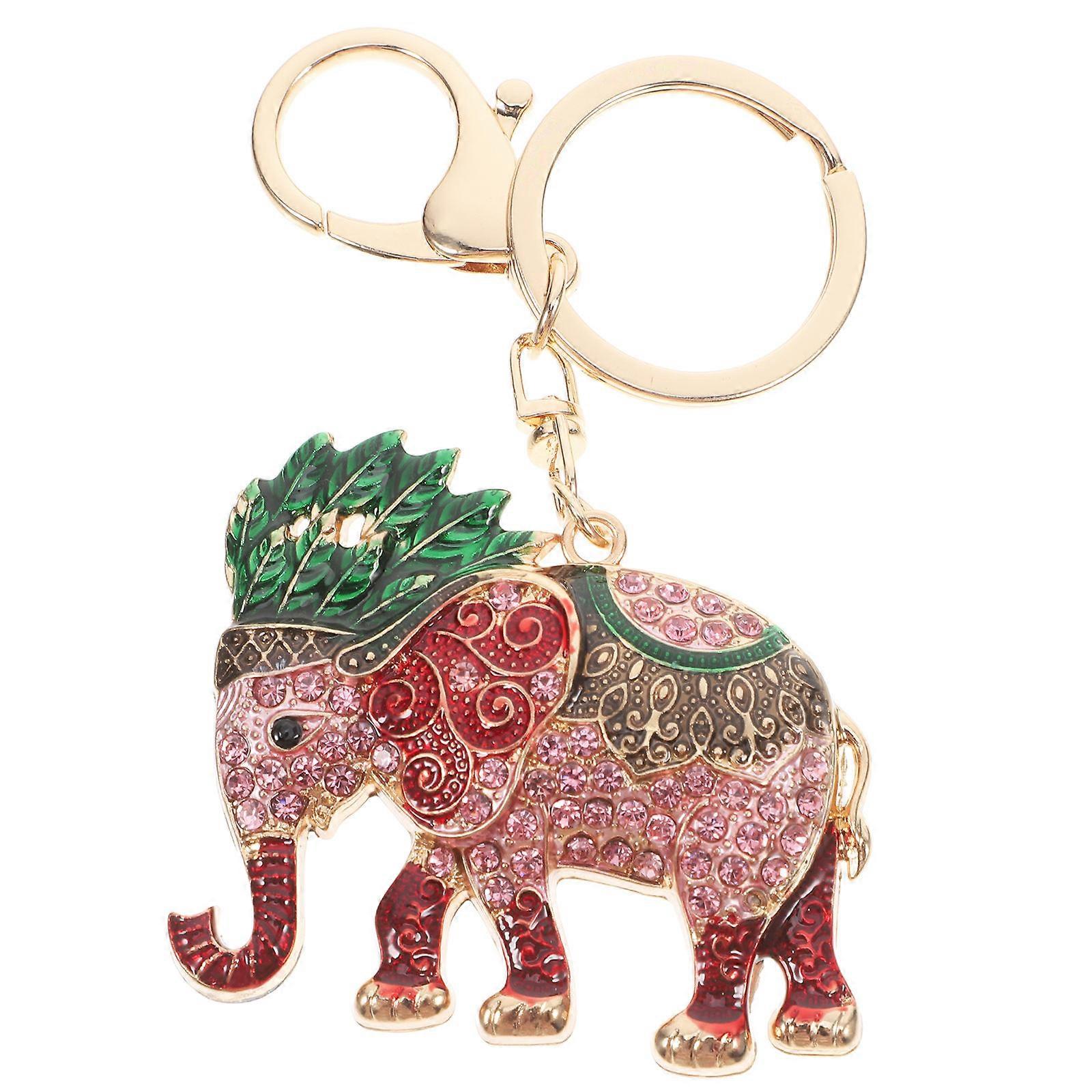 Creative Elephant Keychain Sparkly Key Chain For Women Cartoonish Touch Easy to Find Keys Zinc Alloy 1Set