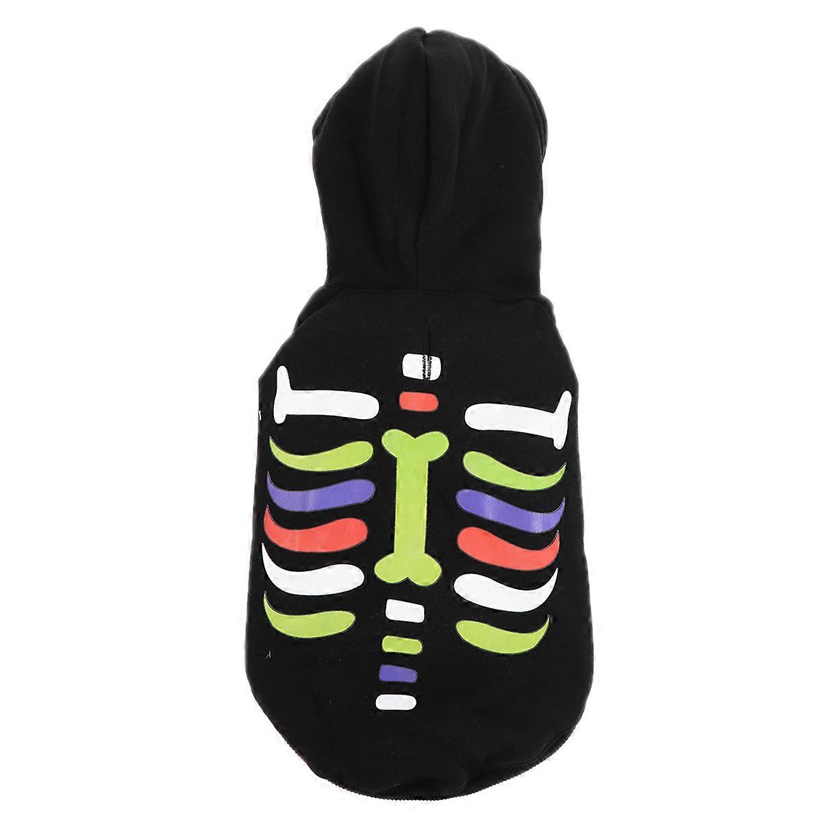 Funny Dog Costume Pet Hoodie Halloween Skull Head Printing Size Easy to Wear and Take Off 1Set