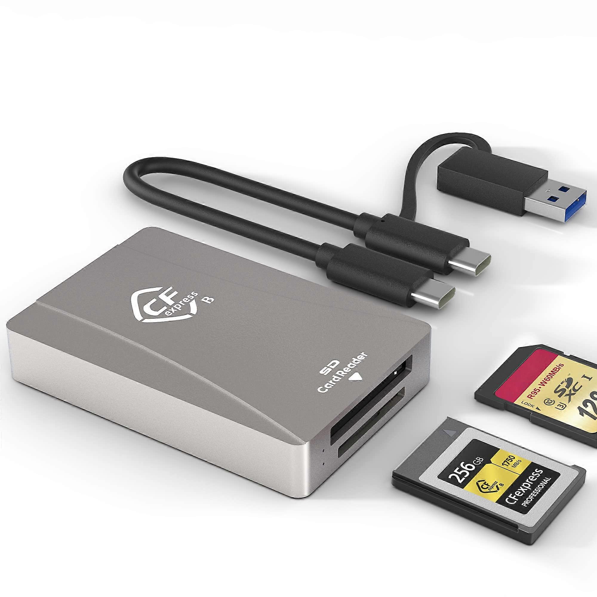 CFexpress Type B Card Reader, USB 3.2 Gen 2, Portable Aluminum with Two Slots