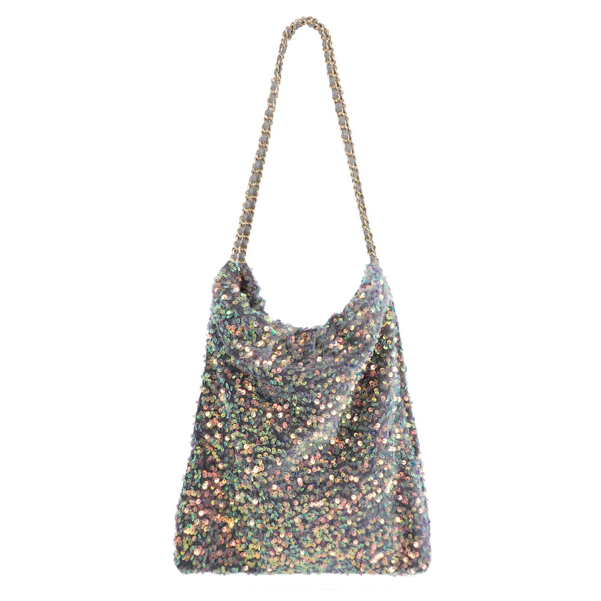 Sequin Shopper Tote Bag - Shiny Shoulder Bag for College, Parties, and Everyday Use - B08150-Bunt