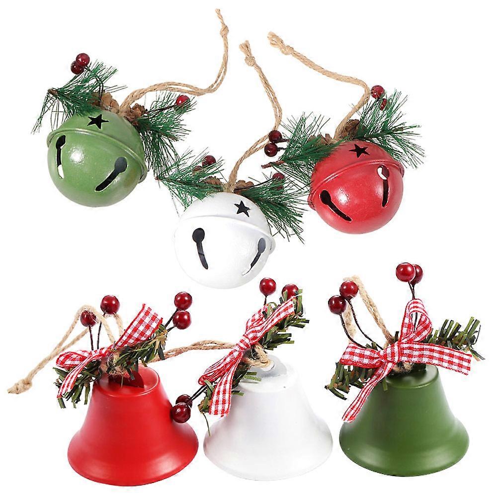 Christmas Jingle Bells Ornaments Trumpet Shape Home Decor For Christmas Tree Decoration Iron 6Pcs