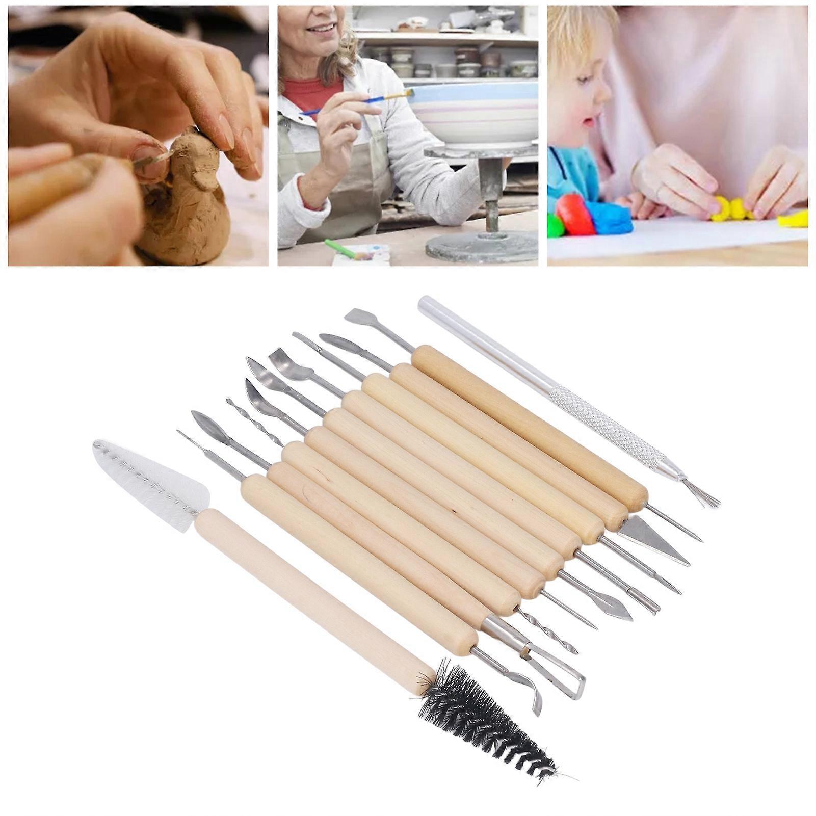 11Pcs Clay Sculpting Tool Set Robust Comfortable Hand Feeling Pottery Carving Tools for Workshop 