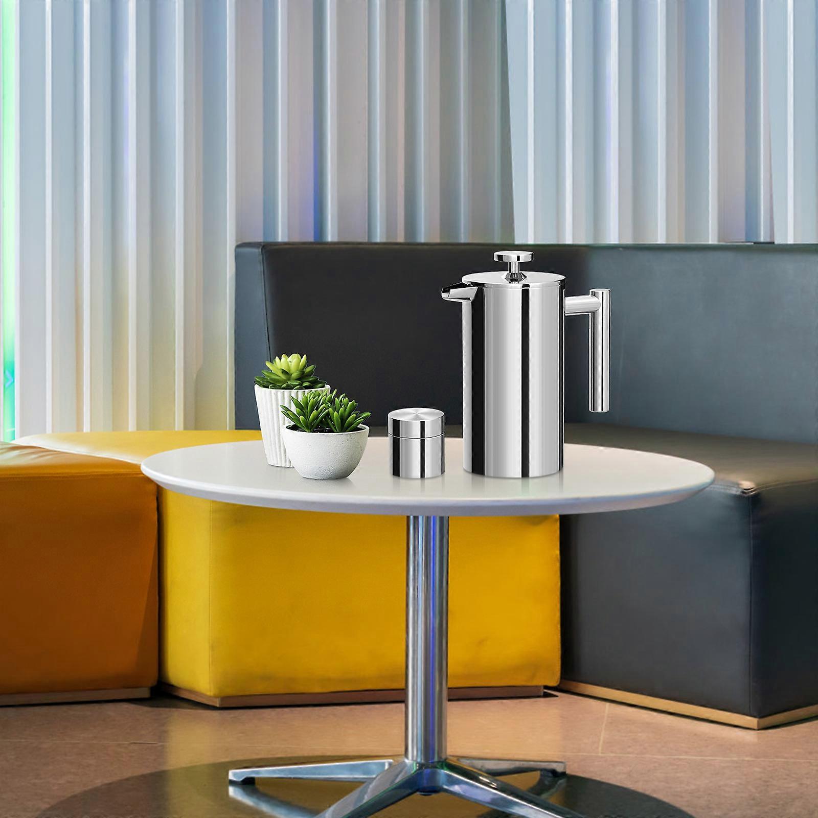 Press filter coffee maker silver French press + 1 filter + silver spoon 1000ml