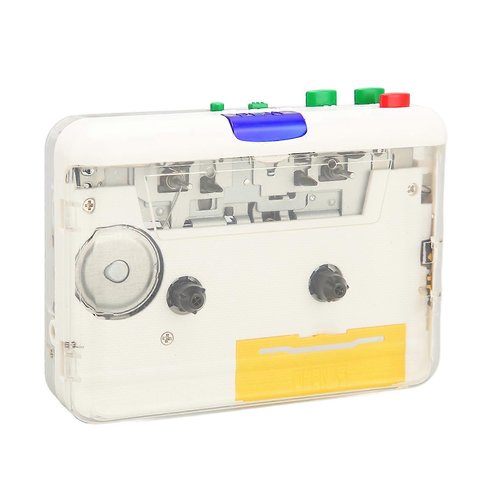USB Cassette to MP3 Converter Plug and Play Portable Tape Player with 3.5mm Jack and Colored Buttons for Laptops Speaker