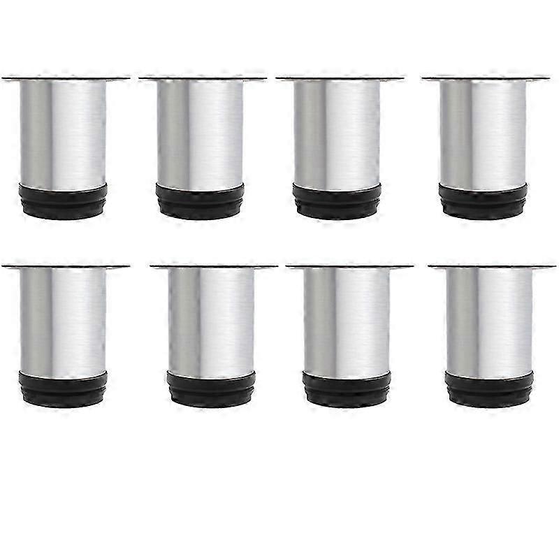 Set Of 8 Adjustable Furniture Legs 80mm Height Cabinet Legs, Round Brushed Stainless Steel Furniture Feet Sofa Leg Table Feet, Adjustable Hei